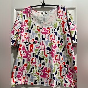 Abstract Print Short Sleeve Women's Top